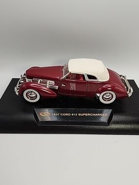 1937 Cord 812 Supercharged Diecast Car - Burgundy with White Top